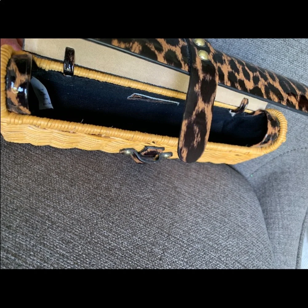 J Crew Wicker & Leopard Print  Clutch NWOTs